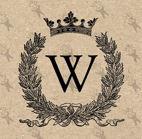 Laurel Wreath Crown, Wreath Crown, Monogram Printable, Crown Drawing, Vintage Wreath, Wreath Drawing, Vintage Words, Letter Monogram, Vintage Monogram