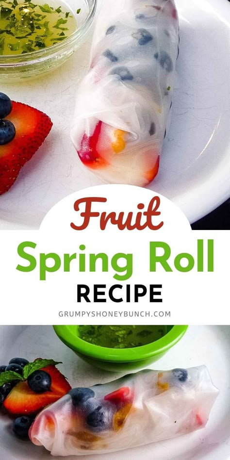 Rice Spring Rolls, Healthy Spring Rolls Recipe, Fruit Spring Rolls, Healthy Spring Rolls, Spring Roll Filling, Summer Rolls Recipe, Rice Paper Recipes, Fruit Wraps, Veggie Spring Rolls