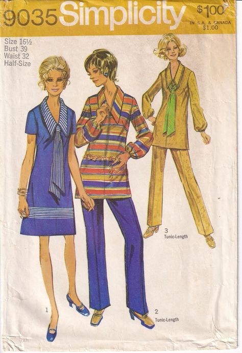 Chelsea Collar, Front Zipper Dress, Elastic Casing, 1970s Sewing Patterns, The Brady Bunch, Simplicity Dress, Tunic Pattern, Miss Dress, Couture Vintage