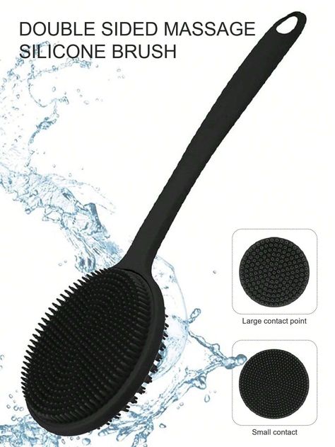 1 Pc Silicone Back Scrubber For Shower Bath Body Brush With Long Handle,Double Sided Shower Brush For Shower Exfoliating And Massage Can Produce Rich Foam, Long Handle Back Scrubber For Men And Women (Black)I discovered amazing products on SHEIN.com, come check them out! Shower Brush, Back Scrubber, Body Brush, Luxurious Showers, Body Scrubber, Exfoliating Scrub, Silicone Brush, Bath Brushes, Shower Routine