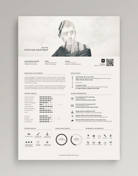 double exposure for his profile photo Graphic Resume, Resume Designer, Cv Original, Cv Inspiration, Logos Retro, Infographic Resume, Portfolio Resume, Creative Cv, Design Cv