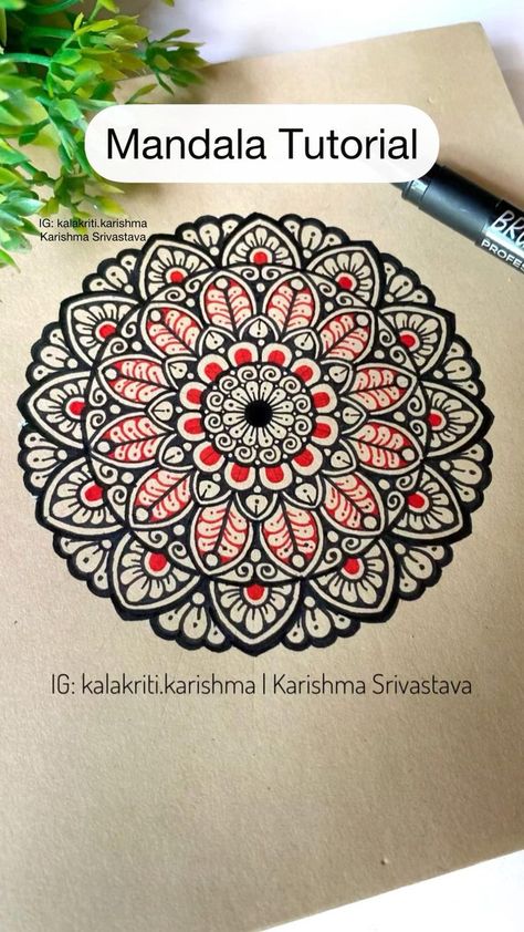 Mandala Drawing Easy, Kalakriti Karishma, Mandala Art Tutorial, Aesthetic Mandala Art, Simple Mandala Art, Easy Mandala Art, Mandala Tutorial, Mandala Arts, Drawing Mandala