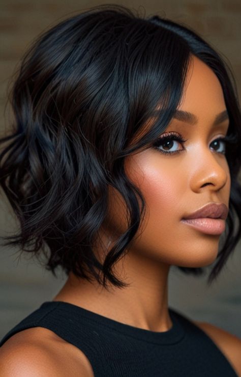 Default short hairstyles for black wavy hair 2 1 Short Black Hairstyles Bob, Soft Curly Bob Hairstyles, Wavy Hair Bobs Short, Medium Length Weave Black Women, Texture Waves Hair, Shaggy Short Hair Black Women, Black Hairstyles Bob Mid Length, Wavy Bob Over 50, Bob Hairstyles For Long Faces