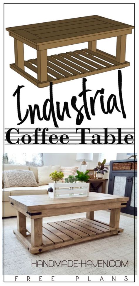 DIY Industrial Coffee Table Industrial Home Design, Wood Projects For Beginners, Industrial Coffee, Industrial Interior Design, Industrial Coffee Table, Woodworking Table, Coffee Table Farmhouse, Diy Holz, Table Diy