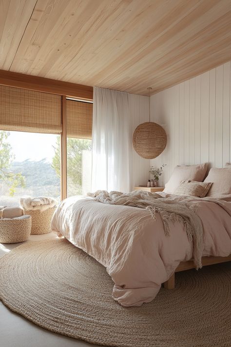 ♥ Looking to create a cozy retreat in your home? Dive into the world of Scandinavian design with this charming bedroom. Infused with Hygge vibes, this Scandinavian-style room is perfect for a home bedroom refresh. Explore the simplicity and elegance of Scandinavian decor and interior design in this modern house. ✨🌿 #scandinavian #hygge #homedecor #interiordesign #bedroominspo Scandinavian Interior Small Spaces, Cozy Scandinavian Bedroom, Scandinavian Bedrooms, Vaulted Ceiling Bedroom, Scandinavian Design Bedroom, Scandinavian Bedroom, Hygge Home, Wooden Bed Frames, Scandinavian Interior Design