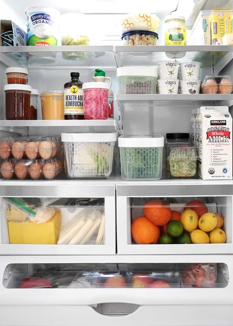 The Minimalist Fridge created in partnership with @oxo | @thefauxmartha Minimalist Fridge, Fridge Inspiration, Produce Containers, Healthy Fridge, Organic Butter, Refrigerator Organization, Refrigerator Storage, Organization Inspiration, Fridge Organization