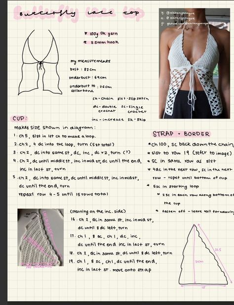 Butterfly Pattern Crochet, Knitting Patterns Tops Summer, Free Crochet Fashion Patterns, Summer Tops Crochet Patterns Free, Crochet Top Inspo Ideas, Crochet Tops Diy, Crochet Pdf Pattern, Sewing Patterns Free Top, Crochet Top Back Design