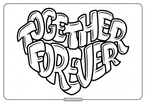 Free printable Together Forever pdf coloring pages and books for kids of all ages. You can print or download them to color and offer them to your family and friends. #free #printable #pdf #together #forever #heart #coloring #coloringpage #coloringbook Adult Coloring Books Swear Words, Free Adult Coloring Printables, Adult Coloring Books Printables, Swear Word Coloring Book, Adult Colouring Printables, Swear Word Coloring, Coloring Pages Inspirational, Heart Coloring Pages, Love Coloring Pages