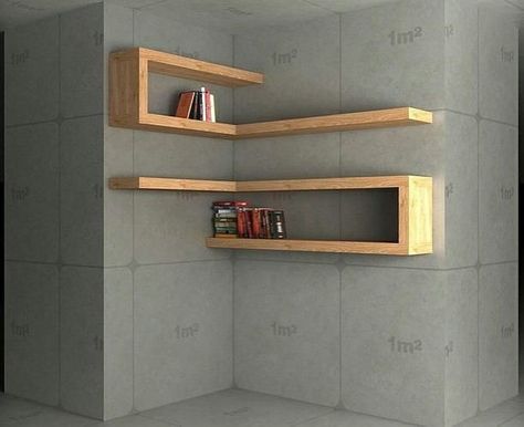 Corner Shelf Ideas, Corner Shelf Design, Shelves For Bedroom, Floating Bookshelves, Corner Wall Shelves, Modern Wall Shelf, Home Decor Shelves, Wall Shelves Design, Bookshelf Design