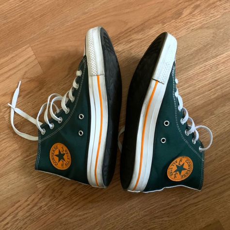 Look what I just found on Depop 🙌 https://depop.app.link/ALQBo88nVnb Forest Green Converse, Orange Logo, Green Converse, Chuck Taylor Sneakers, Converse Chuck Taylor High Top Sneaker, Converse High Top Sneaker, Converse Sneaker, Forest Green, High Top Sneakers