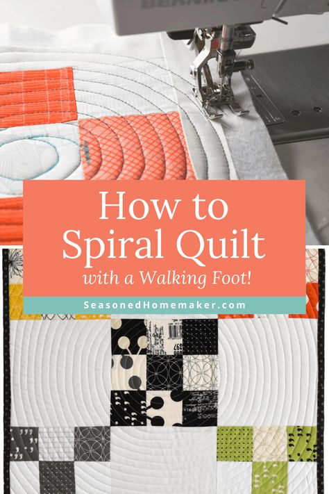 Quilting On A Regular Sewing Machine, Walking Foot Quilting Designs Simple, Easy Free Motion Quilting Patterns, Straight Line Quilting Designs, Walking Foot Quilting Designs, Spiral Quilt, Spiral Quilting, Quilting Stitch Patterns, Hand Quilting Patterns