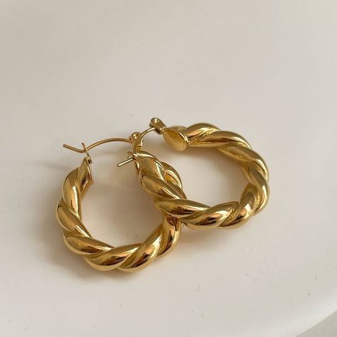 Round Hoop Earrings, Gold Thick Hoop Earrings, Unique Gold Hoop Earrings, Gold Twist Hoop Earrings, Gold Twisted Hoop Earrings, Twisted Gold Hoop Earrings, Thick Gold Earrings, Funky Gold Earrings, Classic Gold Earrings