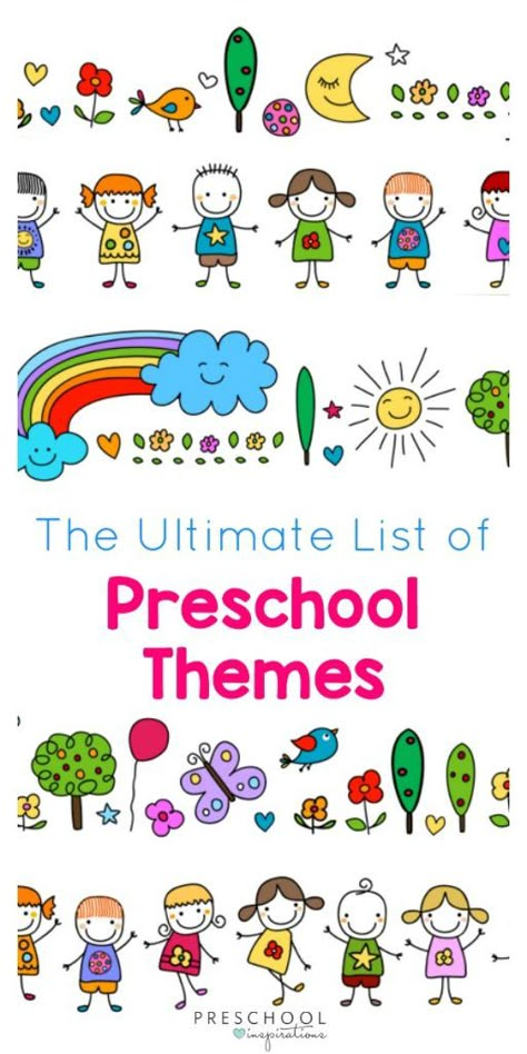 Get a list of preschool themes for teaching, lesson plans, curriculum, and learning activities Preschool Lesson Plans Themes, Preschool Classroom Themes, Daycare Themes, Curriculum Lesson Plans, Toddler Curriculum, Toddler Lessons, Toddler Themes, Teaching Themes, Lesson Plans For Toddlers