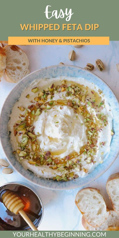 Pinterest pin of whipped feta dip with honey Feta Dip With Honey, Whipped Feta Dip With Honey, Feta And Honey, Honey Dip, Whipped Feta Dip, Vegan Apps, Vegetarian Appetizer, Veggie Snacks, Feta Dip