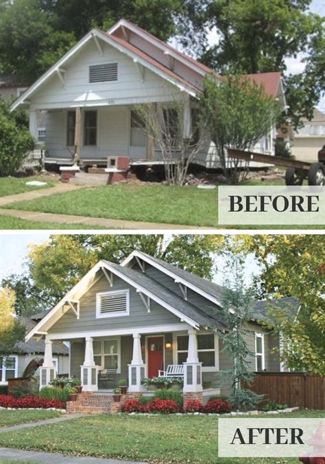 Farm Kitchen Ideas, Renovation Facade, House Makeovers, House Before And After, Shabby Chic Sofa, 1920s House, Home Exterior Makeover, Exterior Makeover, Exterior Remodel