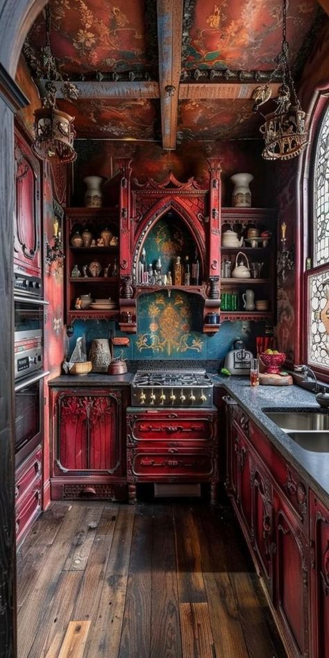 Photography House, California Life, Bohemian Style Decor, Dark Home Decor, Dark Home, Wooden Floors, Boho Kitchen, Fantasy House, Wooden Design