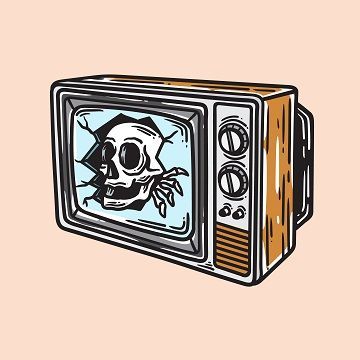 Skull Art Drawing, Skull Illustration, Retro Vector, Unique Tattoo Designs, Music Tattoos, Drawing Stuff, Tattoos Gallery, A Skull, Vintage Tv