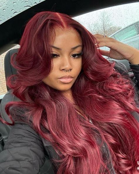 🔥Pre-bleached Knots Glueless Wig(80% OFF) on Instagram: "This color is a bomb😫💥Definetly her color Perfect work did by✨@touchedbymysty  🌹𝐕𝐚𝐥𝐞𝐧𝐭𝐢𝐧𝐞'𝐬 𝐃𝐚𝐲 𝐒𝐚𝐥𝐞🌹 💘𝐒𝐢𝐭𝐞𝐰𝐢𝐝𝐞 𝟏𝟎% 𝐨𝐟𝐟 𝐜𝐨𝐝𝐞: 𝐂𝐎𝐂𝐎𝟏𝟎 🛒𝐂𝐨𝐦𝐦𝐞𝐧𝐭 "𝐥𝐢𝐧𝐤" 𝐨𝐫 𝐜𝐡𝐞𝐜𝐤 𝐦𝐲 𝐛𝐢𝐨 𝐟𝐨𝐫 𝐭𝐡𝐞 𝐬𝐡𝐨𝐩𝐩𝐢𝐧𝐠 𝐥𝐢𝐧𝐤 🛫Worldwide 3-5 business days free shipping 📦30 days return warranty 🛍Buy now pay later withPaypal/Klarna/Sezzle/Afterpay . . . . #mscocohair #hdlacewig #wig #wiglife #blackgirlrock #slayqueen #striaght #straightwig #pov #exlporepage #hairstyle #hairstylist #lacefrontal #99j #burgundyhair #straighthair #coloredhair #bodywavewig" Hair Inches, Coco Hair, Black Women Hair Color, Black Hairstyles With Weave, Frontal Wig Hairstyles, Birthday Hair, Loc Journey, Glueless Wig, Protective Hairstyles Braids