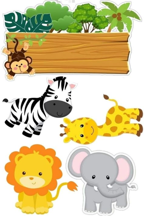 Animal Topper Cake, Topper Zoo Animal, Safari Cake Topper Printable Free, Topper Animals Safari, Jungle Theme Cake Topper Printable, Safari Theme Cake Topper Printable, Jungle Cake Topper Printable, Safari Cake Topper Printable, Anniversaire Theme Jungle