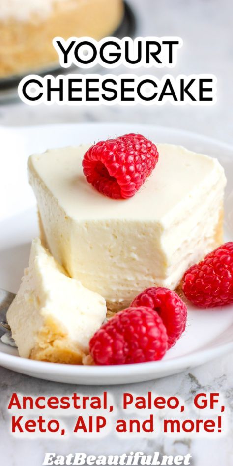 Paleo Yogurt, Paleo Cheesecake, Yogurt Cheesecake, Dairy Free Cheesecake, Eat Beautiful, Autoimmune Paleo Recipes, Aip Desserts, Aip Paleo Recipes, Healthy Cheesecake