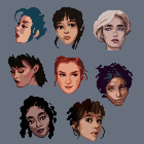 Pixel Art Expressions, Pixel Art Styles Inspiration, Pixel Portrait Art, Pixel Character Portrait, Indie Game Pixel Art, Pixel Art Character Portrait, People Pixel Art, Pixel Art Illustration, Pixel Art Eyes