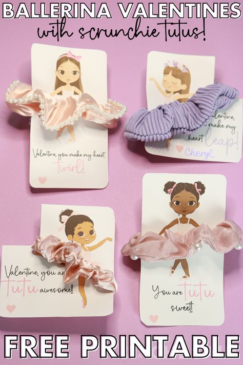 Grab this free printable and create the most adorable ballerina valentines! Add a scrunchy for the tutu and it becomes even cuter! Check out a full collection of free printable valentines!! Ballerina Valentine Printable Free, Ballerina Valentines, Ballerina Craft, Ballerina Card, Ballerina Printable, Class Christmas Gifts, Kids Giveaway, Daycare Business, Ballet Birthday Party