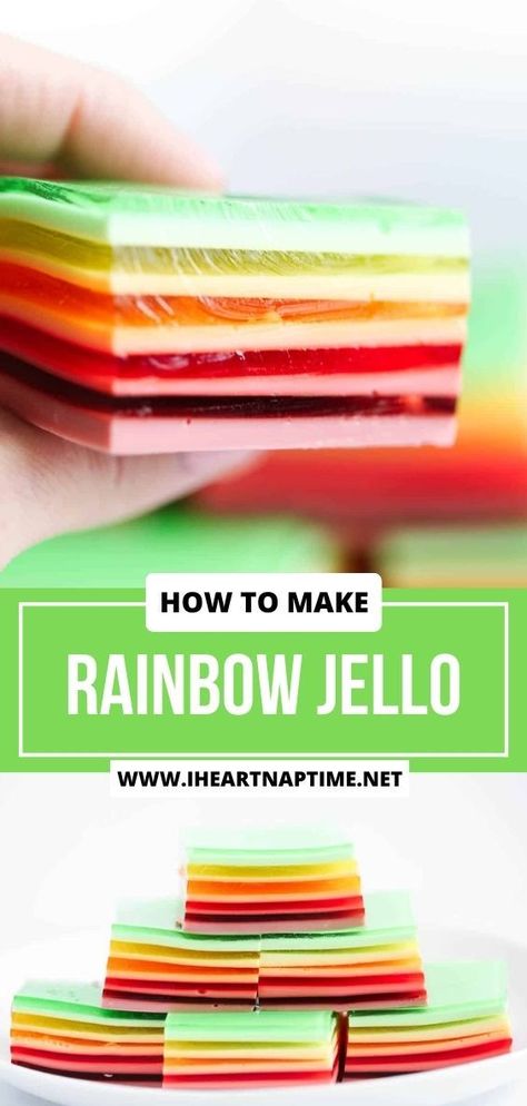 Rainbow jello is an impressive dessert that’s fun to eat and loved by the whole family. Three simple ingredients are all you’ll need to create this fun and colorful dish. It’s sure to be a hit at your next party! Layered Jello Dessert, Rainbow Jello Recipe, Amazing Easy Recipes, Cake Batter Truffles, Rainbow Jello, Jello Recipe, Jello Dessert, Impressive Dessert, Layered Jello