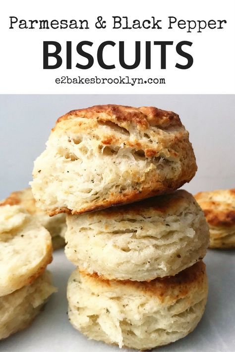 Parmesan & Black Pepper Biscuits – e2 bakes brooklyn Black Pepper Biscuits, Sourdough Buttermilk, Pepper Biscuits, Parmesan Biscuits, Biscuit Board, Sourdough Biscuits, Dessert House, Baking Breakfast, Baking Projects