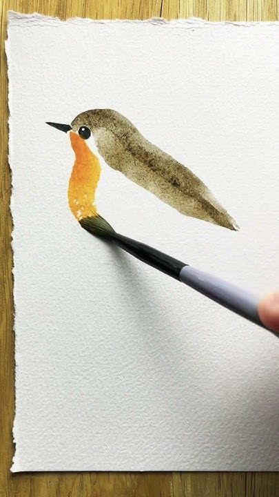 Robin #bird #watercolor #beginner #artist Watercolor And Ink Art For Beginners, Watercolor Birds Easy Step By Step, Waterpaintings Ideas For Beginners, Cute Water Colour Painting, Drawing In Watercolor, Watercolor Painting Beginner, Bird Watercolor Tutorial, Watercolor Penguin Tutorial, How To Paint Birds Acrylics