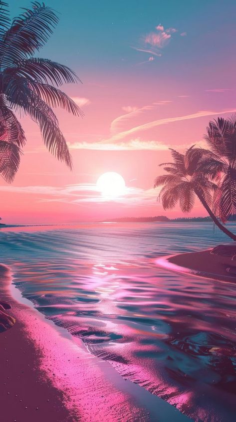 Neon beach shoreline outdoors. | free image by rawpixel.com Neon Summer Wallpaper, Neon Tropical Aesthetic, Glowing Beach Wallpaper, Neon Palm Tree Wallpaper, Beach Shoreline, Tropical Neon, Neon Beach, Aesthetic Patterns, Wallpaper Beach