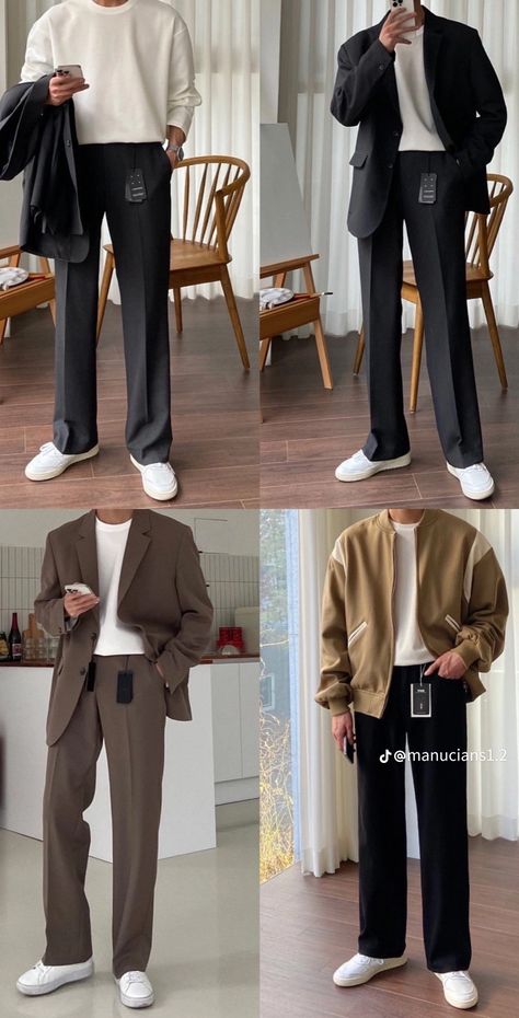 Korean Old Money Outfits Men, Korean Old Money Outfits, Boy Outfits Aesthetic Casual, Outfit Cowo, Boy Outfits Aesthetic, Outfit Cowok, Boyfriend Fashion, Japanese Mens Fashion, Kpop Fashion Men