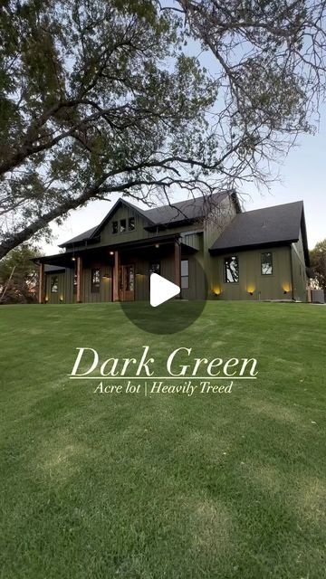 Dark Green Brick House Exterior, Green House Exterior Black Trim, Painted Brick House Exterior Colors Green, Green Modern House Exterior, Painted Brick House Exterior Green, House Painted Green, Green Ranch House, Dark Green Exterior House Colors Sherwin Williams, Green Exterior Home Colors