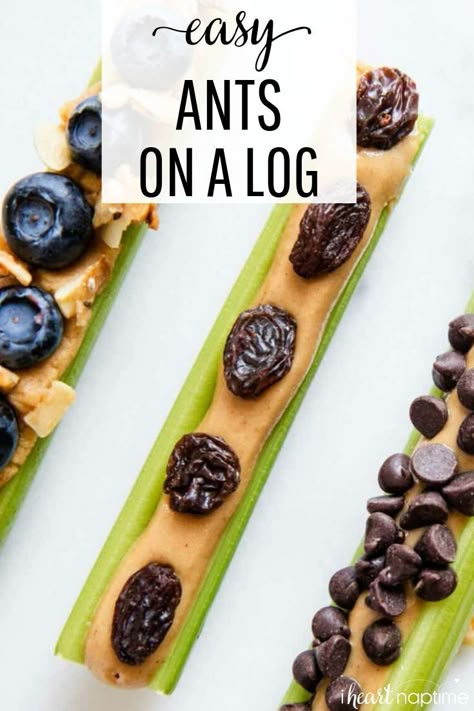 Ants On A Log, Bug Snacks, Easy Snacks For Kids, Peanut Butter Snacks, I Heart Naptime, Kid Friendly Snack, Food Log, Summer Snacks, Peanut Butter Recipes