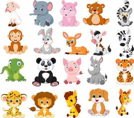 Conjunto de colección de animales de dib... | Premium Vector #Freepik #vector #caracter #dibujos-animados #animal #granja Animal Clipart Free, Baby Animal Nursery Art, Jungle Theme Classroom, Baby Animal Drawings, Karakter Disney, Cute Animal Illustration, Animal Species, Jungle Theme, Animal Clipart