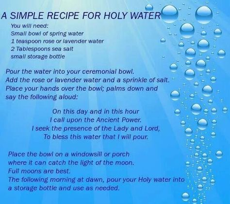 Holy water.  It can be rearranged to suit your personal spiritual path. Sea Witchery, Spell Ingredients, Protection Magic, Lavender Water, Colon Cleansing, Kitchen Witchery, Magick Spells, Colon Cleanse, Water Recipes