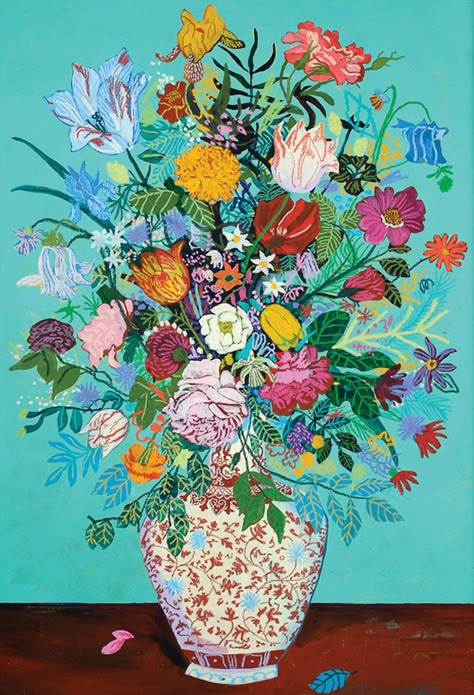 Andy Dixon, Teal Bouquet, English Room, Arte Sketchbook, Painting Style, Oil Pastel, 그림 그리기, Painting Inspiration, Floral Art