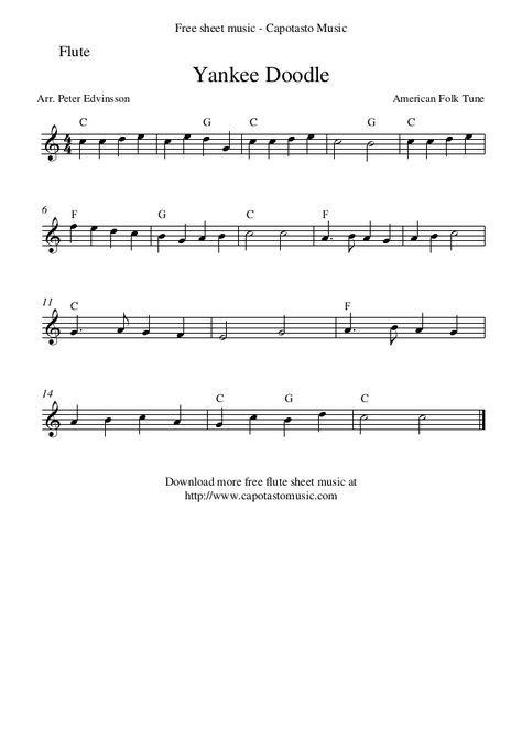 French Horn Sheet Music, Free Flute Sheet Music, Yankee Doodle, Flute Sheet Music, Flute Music, French Horn, Free Sheet Music, Banjo, Horn