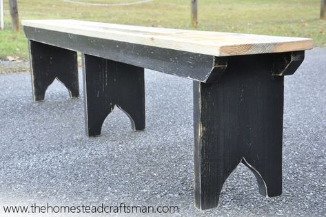 The Homestead Craftsman Shaker Bench, Primitive Bench, Rustic Farmhouse Furniture, Rustic Wooden Bench, Simple Benches, Wooden Pallet Furniture, Rustic Bench, Carpentry Diy, Bench Plans