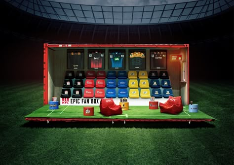 KFC Epic Fan Box on Behance Experiential Marketing Events, Activation Ideas, Experiential Marketing, Event Activities, Environmental Design, Sports Bar, Event Marketing, Booth Design, Stage Design