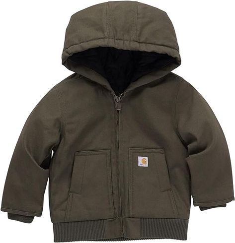 Amazon.com: Carhartt Baby Boy's Insulated Hooded Canvas Zip-Up Jacket, Olive Green: Clothing, Shoes & Jewelry Carhartt Baby Boy, Disney Baby Clothes, Boys Fleece, Knit Sleeve, Boys Coat, Kids Branding, Carhartt Mens, Kids Jacket, Baby Boy Outfits