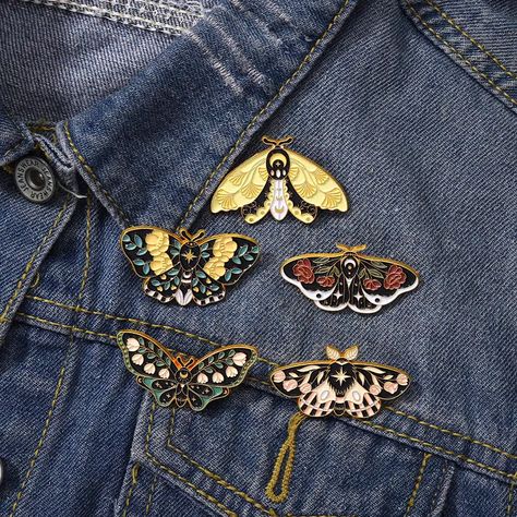 Floral Moth Butterfly Enamel Pins Custom Insect Brooches Lapel Badges Gothic Moon Nature Jewelry Gift For Kids Friends | Claim Your 30% Discount | Temu Butterfly Enamel Pin, Gothic Moth, Lunar Moth Necklace, Moth Enamel Pin, Moon Nature, Pin Fashion, Moth Butterfly, Moth Pendant, Animal Bag