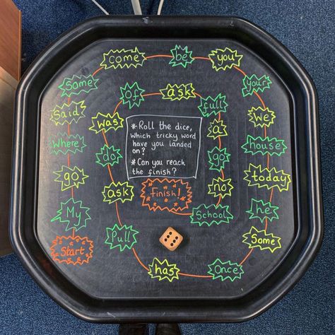 Tricky Word Tuff Tray, English Tuff Tray Ideas, Year 1 Writing Continuous Provision, Phonics Tuff Tray Ideas Year 1, Year 1 Tuff Tray Ideas, Phonics Tuff Tray Ideas, Phonics Tuff Tray, Literacy Provocations, Eyfs Provision