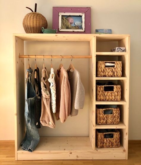 Diy Montessori Wardrobe, Montessori Wardrobe, Black Dining Room Furniture, Toddler Closet, Montessori Bedroom, Montessori Room, Student Room, Baby Room Inspiration, Nursery Room Inspiration