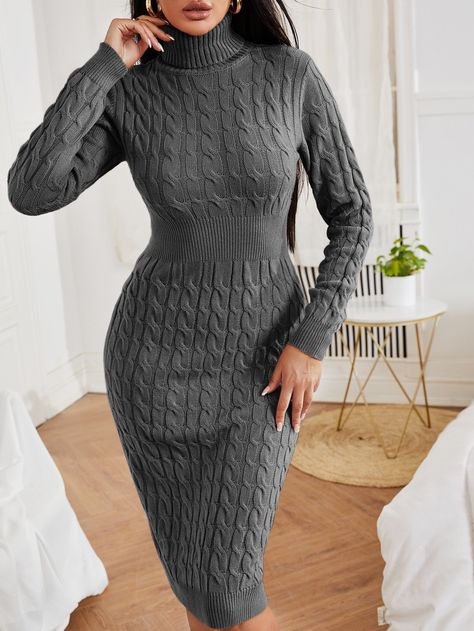 Rayon Wrap Dress, Cable Knit Turtleneck, Professional Work Outfit, Cable Knit Sweater Dress, Cable Knit Turtleneck Sweater, Turtle Neck Jumper, Turtleneck Sweater Dress, Sweater Dresses, Knit Turtleneck