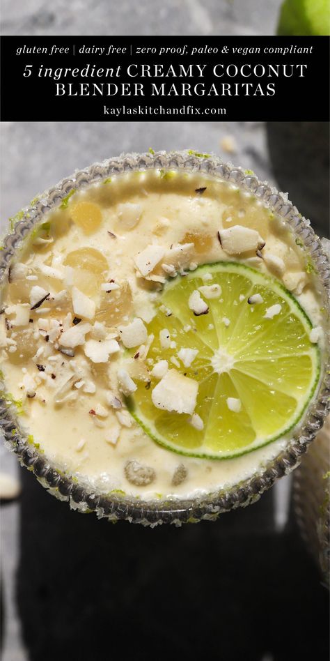 This Creamy Coconut Blender Margarita is easy, flavorful, refreshing and is made with just 5 simple ingredients that you can feel good about. It can be made with tequila for a traditional margarita or can be made with either a tequila alternative or none at all for a mocktail version! Traditional Margarita, Refined Sugar Free Recipes, Cozy Soups, Simple Syrup Recipes, Times Of The Day, Easy Drink Recipes, Mocktail Recipes, Gluten Free Grains, Cocktail Recipes Easy