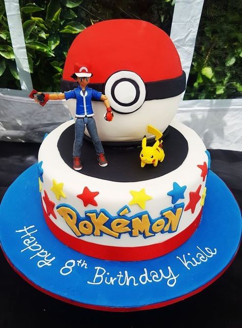 My son's Pokemon Cake for his Pokemon Party! He absolutely loved it! Picked up the Ash & Pikachu figurines from Big W. #pokemon #pokemonparty #pokemoncake #pokemontheme #pokemonpartyideas Pokémon Cake, Pokemon Birthday Cake, Pokémon Birthday, Pokémon Party, Ash Pikachu, Pokemon Sketch, Pokemon Cake, Pokemon Theme, Pokemon Party