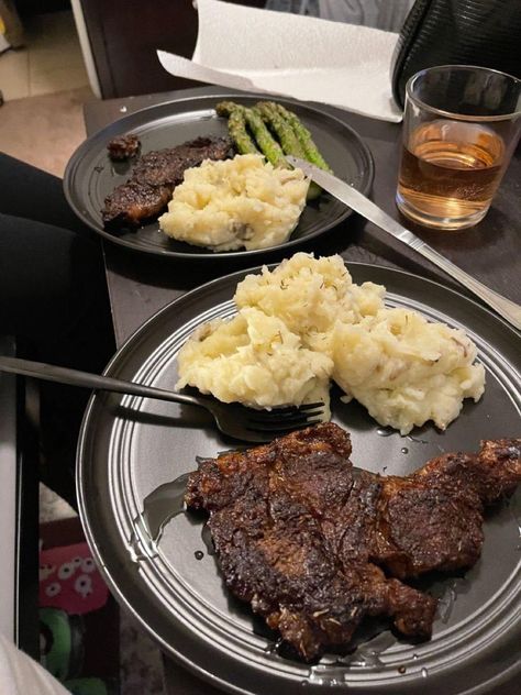 Dinner For Two Aesthetic, Steak Dinner Aesthetic, Stake Dinner, My Birthday 17, Dinner For Two Easy, Gym Breakfast, American Core, Caesar Salads, Dinner Date Aesthetic