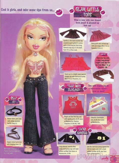 Early 2000s Bratz Aesthetic, Dolls 2000s, Bratz Outfits, Bratz Characters, 2000s Bratz, New Look Tops, Bratz Doll Outfits, Brat Doll, Outfits 2000s