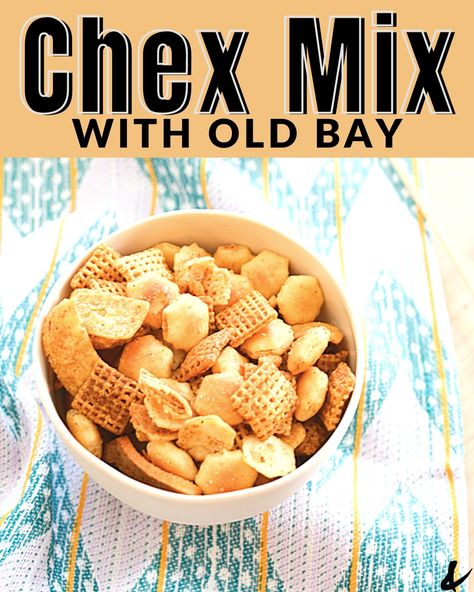 This Chex Mix recipe with Old Bay seasoning is SO good! It's my favorite snack mix for the holidays and I also serve it on game days! #snack #chexmix Mess Free Snacks, Best Chex Mix Recipe, Yummy Snack Ideas, Appetizer For Christmas, Make Ahead Appetizer, Nut Free Snacks, Chex Mix Recipe, Make Ahead Appetizers, Chex Mix Recipes