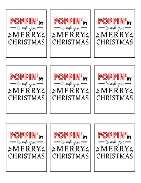 Poppin’ By To Wish You Merry Christmas Printable - South Lumina Style Popcorn Christmas Gifts, Free Christmas Tags, Free Christmas Tags Printable, Christmas Gift Tags Free, Christmas Popcorn, Merry Christmas Printable, Merry Christmas Tags, Christmas Neighbor, Wish You Merry Christmas